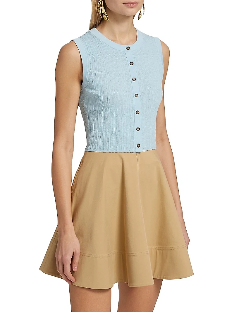 Lottie Cotton-Blend Knit Sleeveless Top