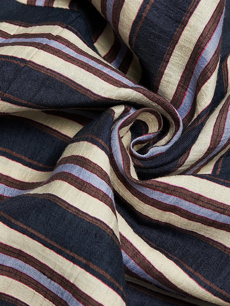 Lyn Striped Linen-Blend One-Shoulder Midi-Dress