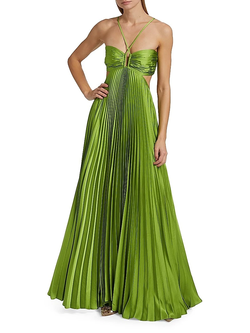 Moira Pleated Satin Gown