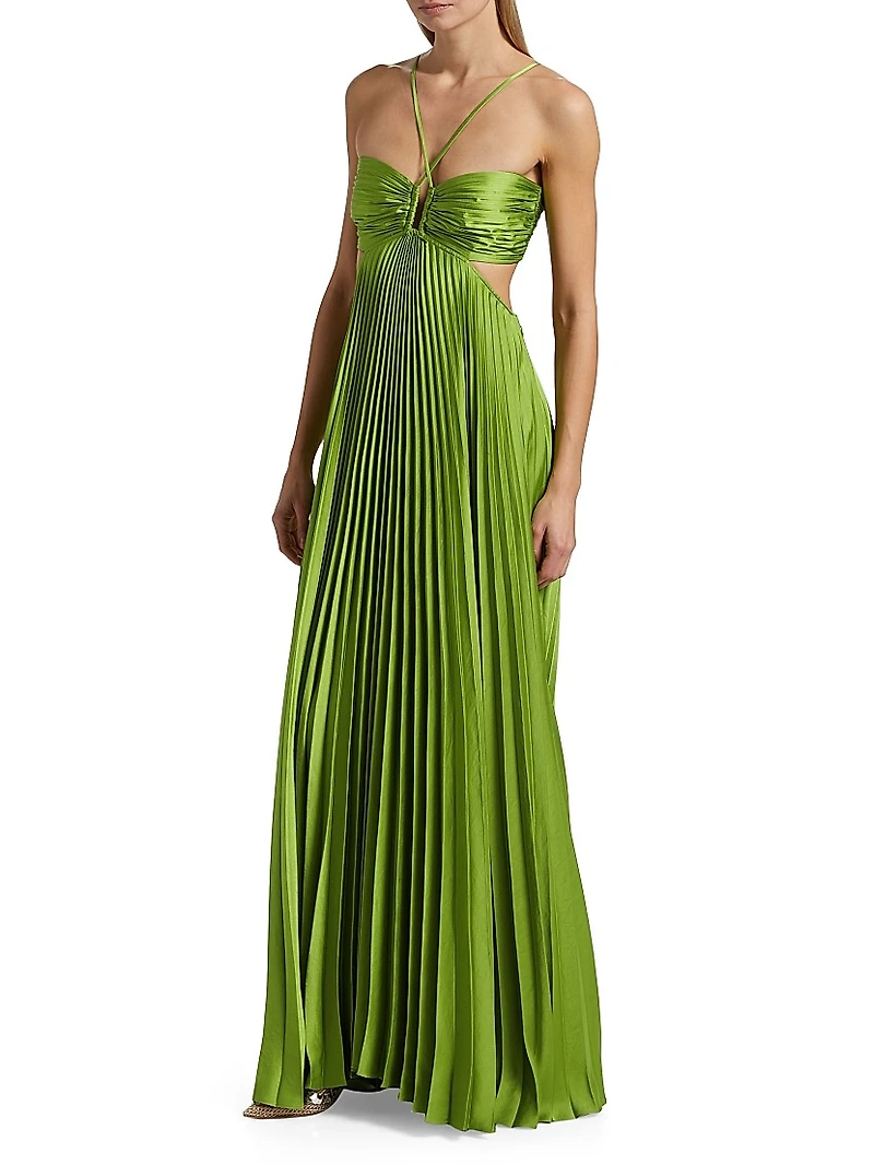 Moira Pleated Satin Gown