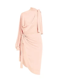 Knotted Cotton-Silk Draped Dress