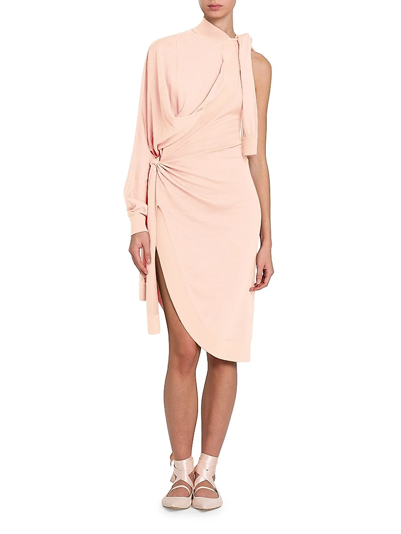 Knotted Cotton-Silk Draped Dress