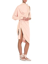 Knotted Cotton-Silk Draped Dress