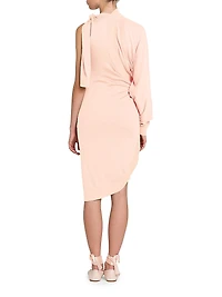 Knotted Cotton-Silk Draped Dress