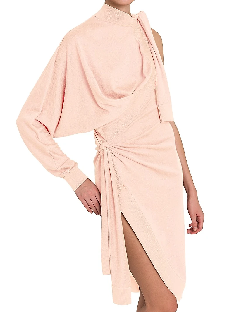Knotted Cotton-Silk Draped Dress