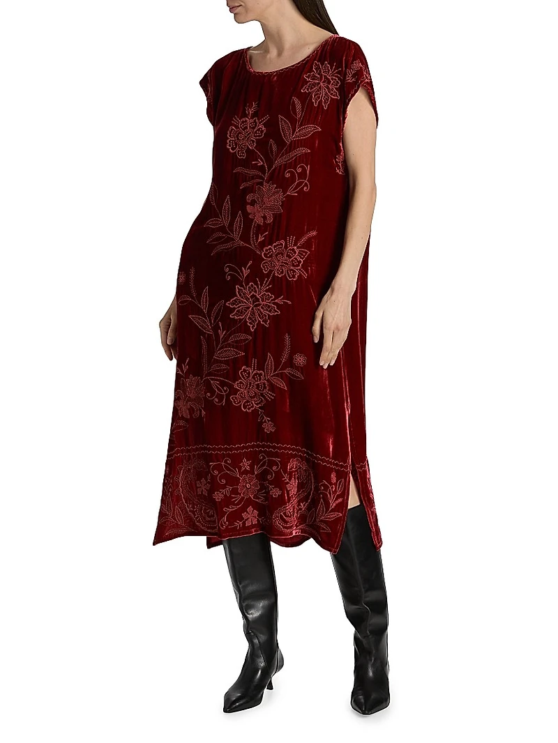 Relaxed Velvet Boatneck Dress
