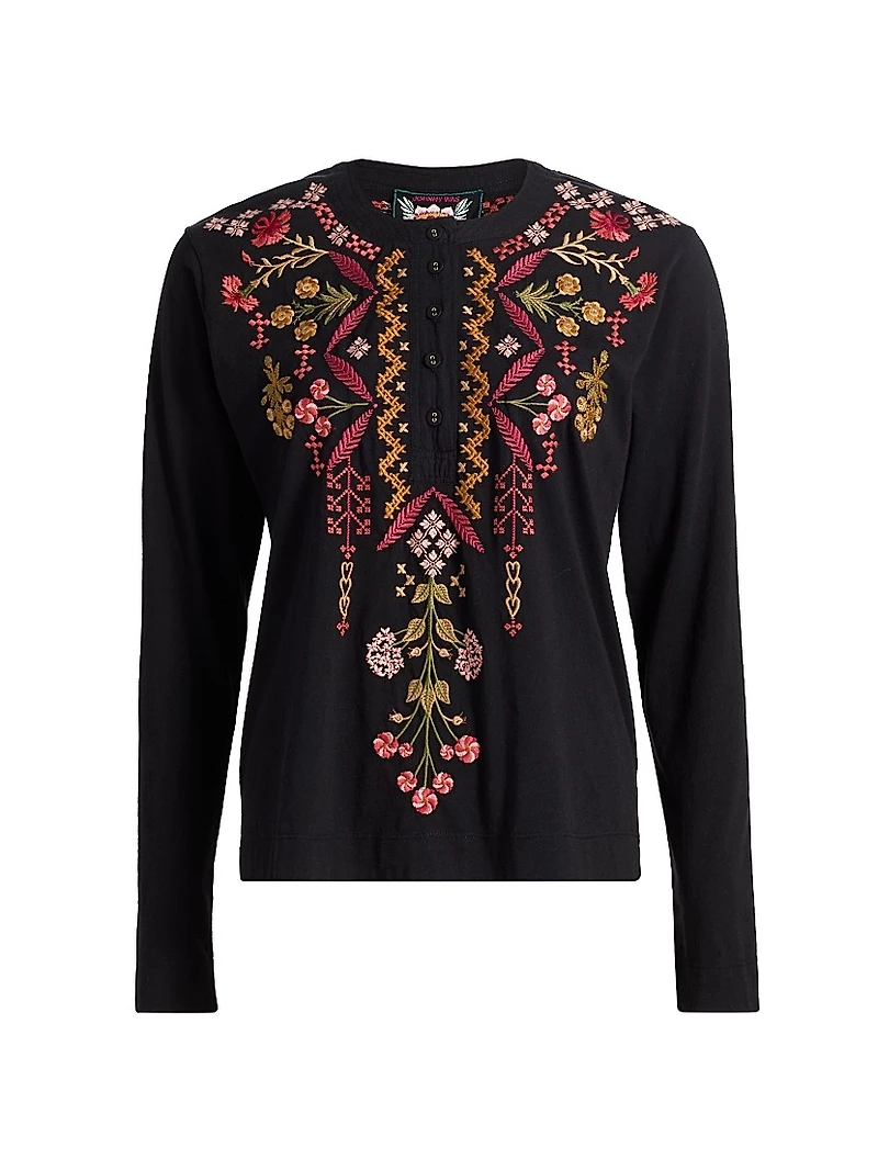 Mixed Media Henley T-shirt