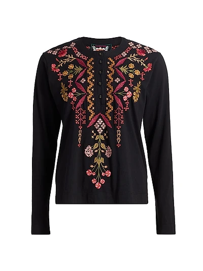 Mixed Media Henley T-shirt