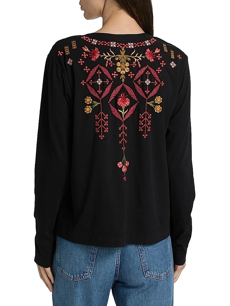 Mixed Media Henley T-shirt