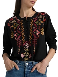 Mixed Media Henley T-shirt
