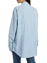 Crystal Grommet Striped Poplin Shirt