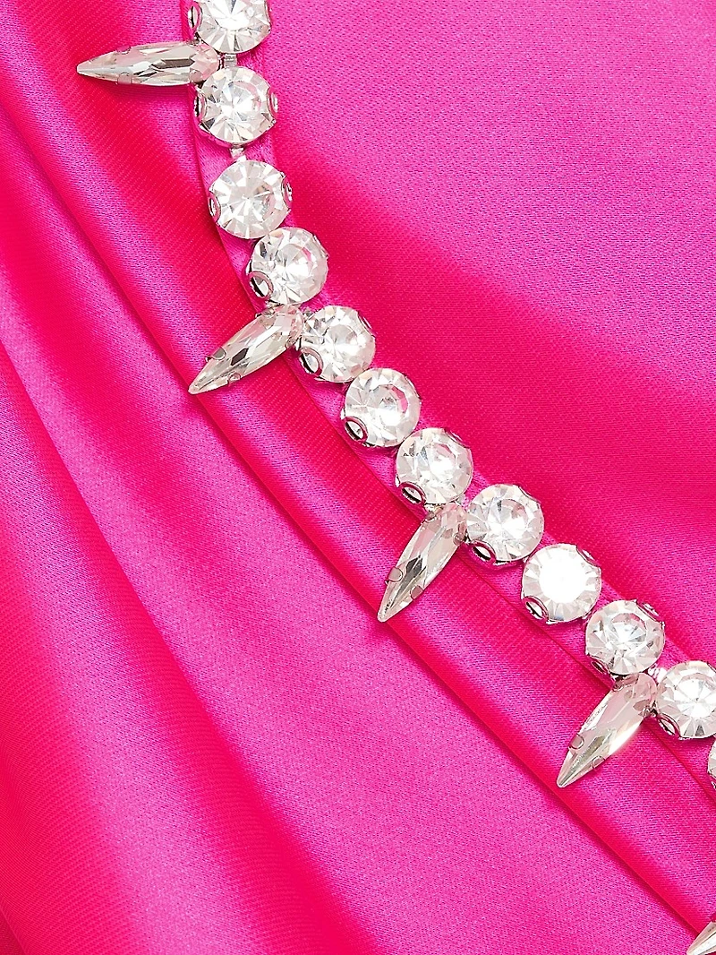 Satin Crystal-Embellished Halter Top