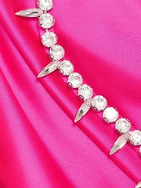 Satin Crystal-Embellished Halter Top