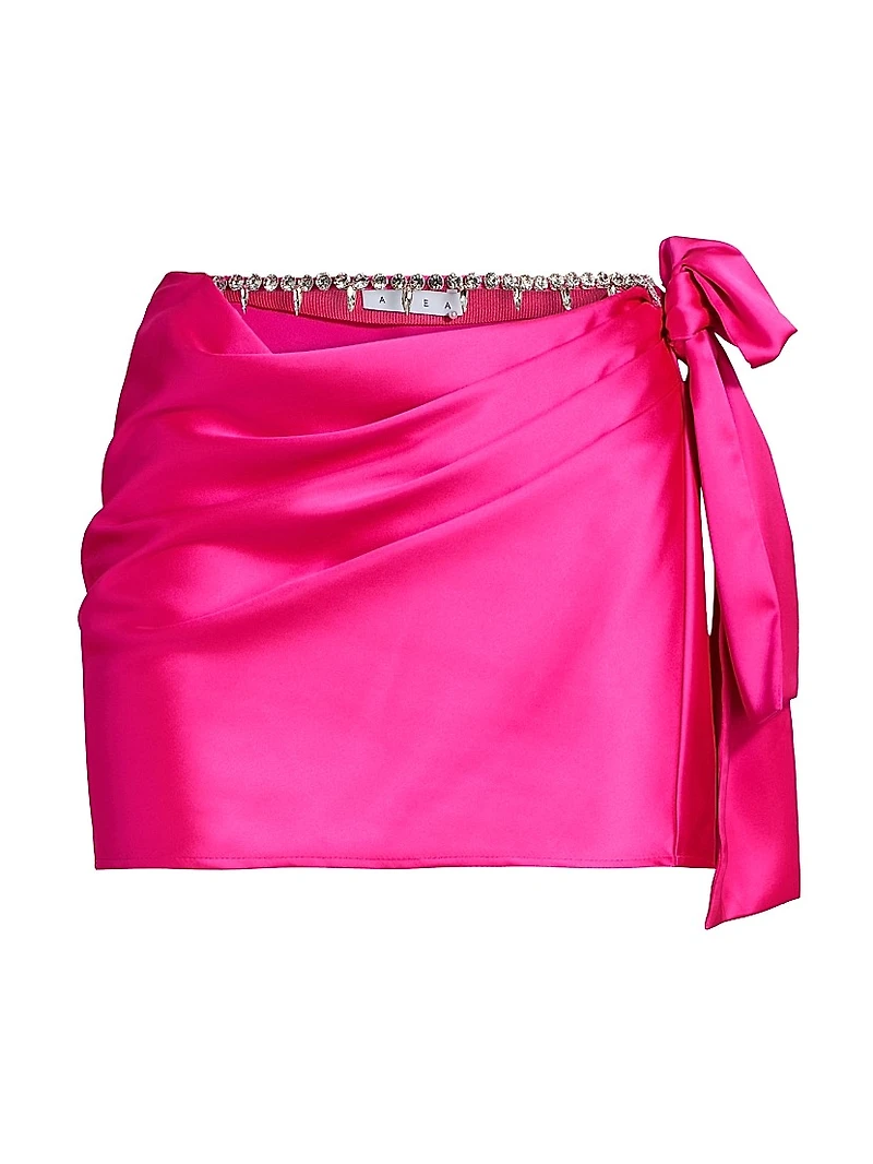 Satin Crystal-Embellished Miniskirt