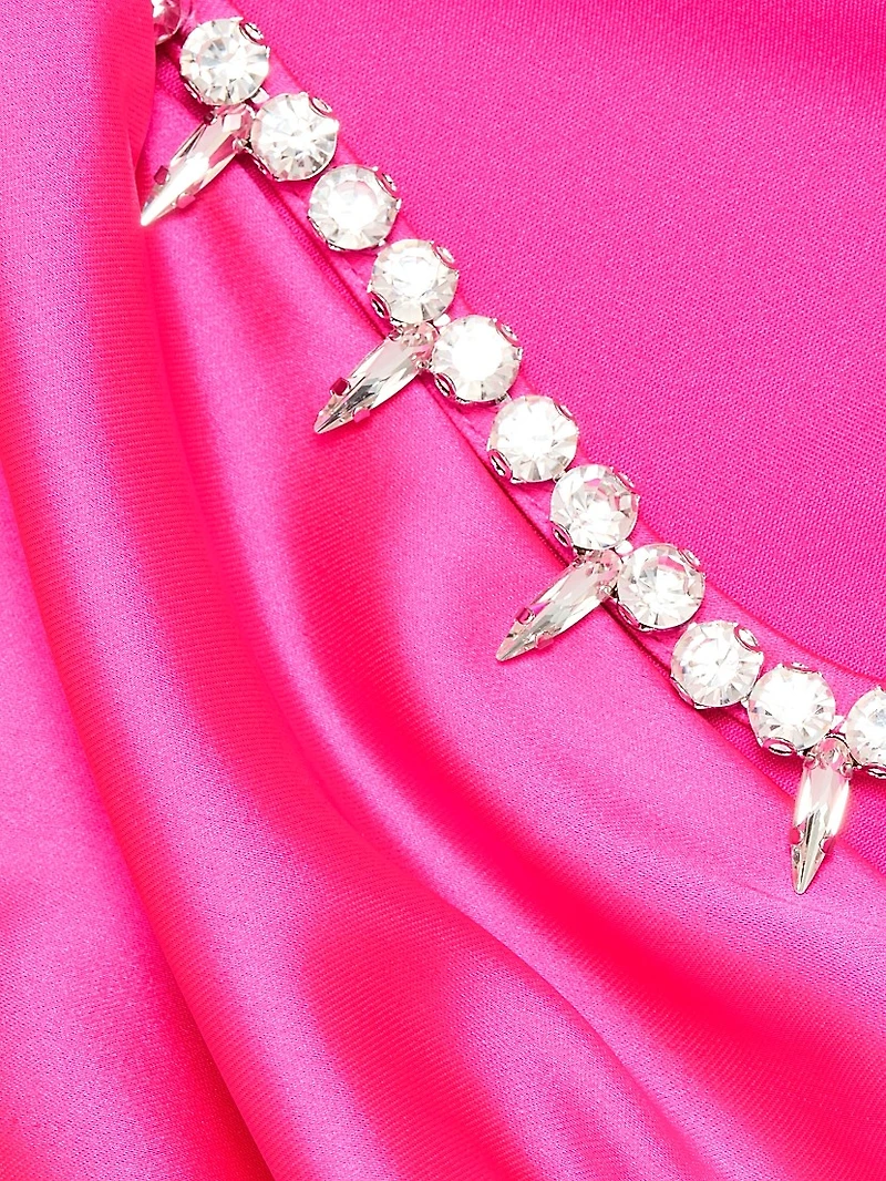Satin Crystal-Embellished Miniskirt