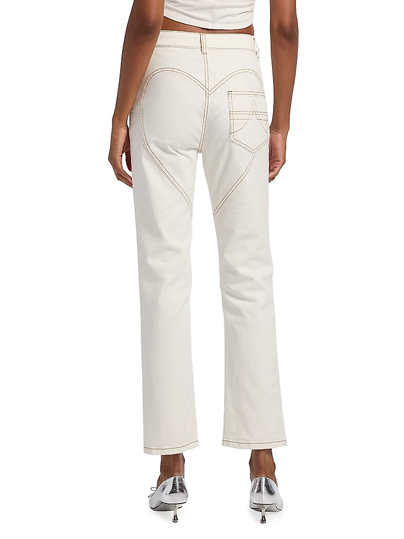 Crystal Grommet Straight-Leg Jeans