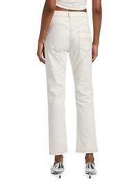 Crystal Grommet Straight-Leg Jeans