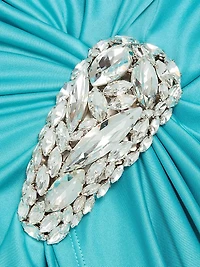 Draped Crystal Cluster Midi-Dress
