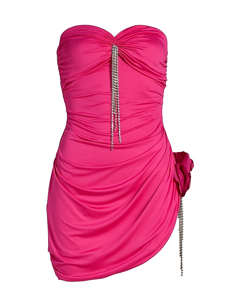 Draped Crystal Flower Minidress