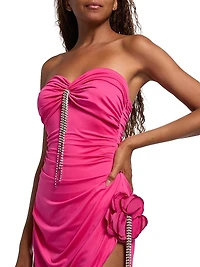 Draped Crystal Flower Minidress