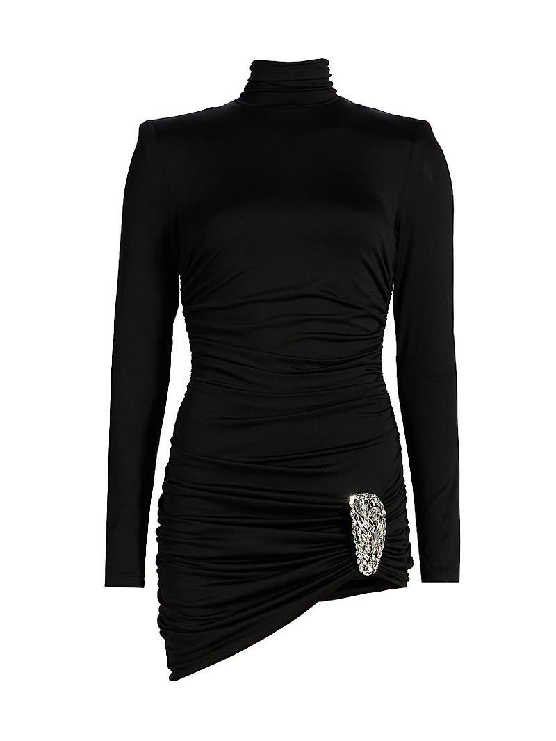 Draped Crystal-Cluster Minidress