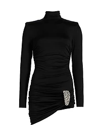 Draped Crystal-Cluster Minidress