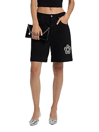 Crystal-Embellished Bermuda Denim Shorts
