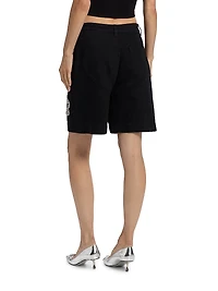 Crystal-Embellished Bermuda Denim Shorts