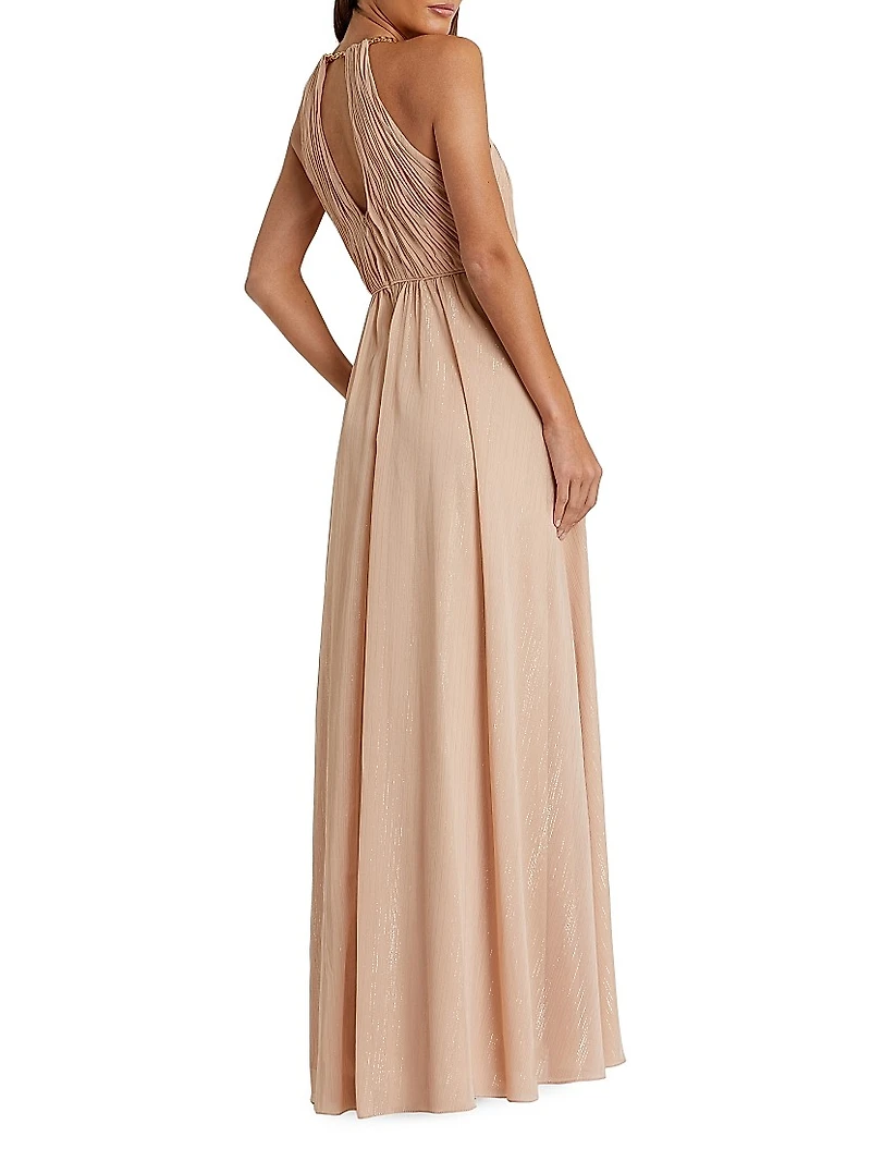 Ieena Keyhole Chain Halter Gown