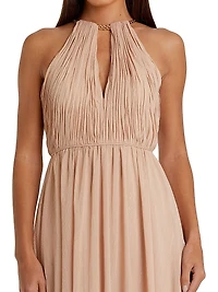 Ieena Keyhole Chain Halter Gown