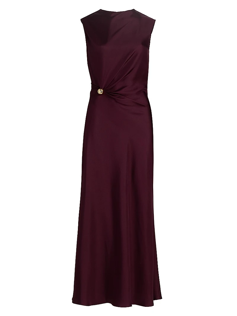Roan Silk Draped Midi-Dress