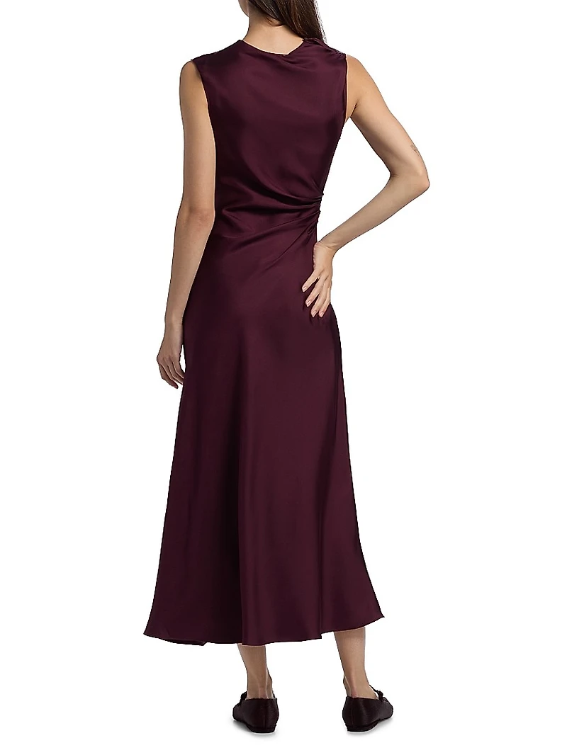 Roan Silk Draped Midi-Dress