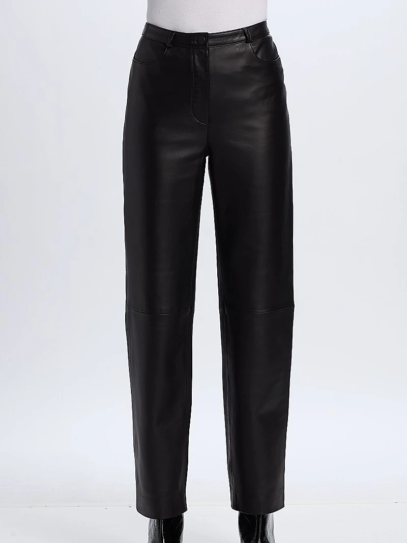 Cobe Leather Straight-Leg Pants