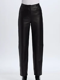 Cobe Leather Straight-Leg Pants