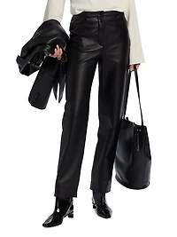 Cobe Leather Straight-Leg Pants