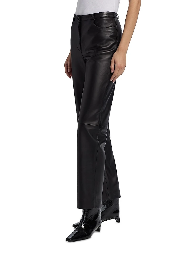 Cobe Leather Straight-Leg Pants