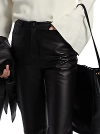 Cobe Leather Straight-Leg Pants