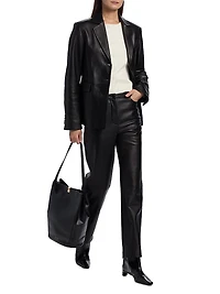 Cobe Leather Straight-Leg Pants
