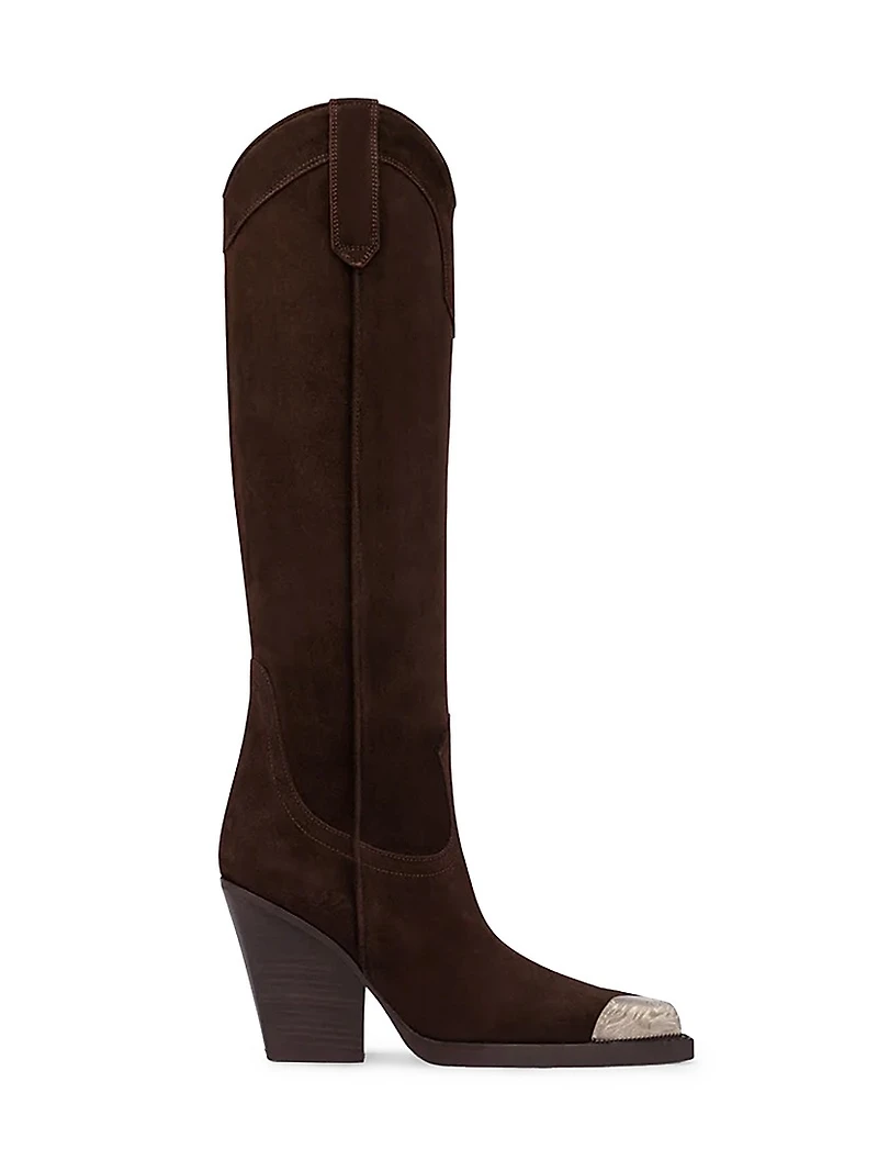 El Dorado 100MM Cap Toe Suede Knee-High Boots