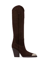 El Dorado 100MM Cap Toe Suede Knee-High Boots