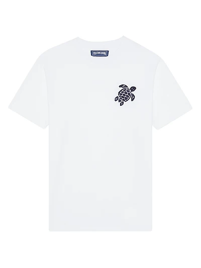 Turtle Embroidered Cotton T-Shirt