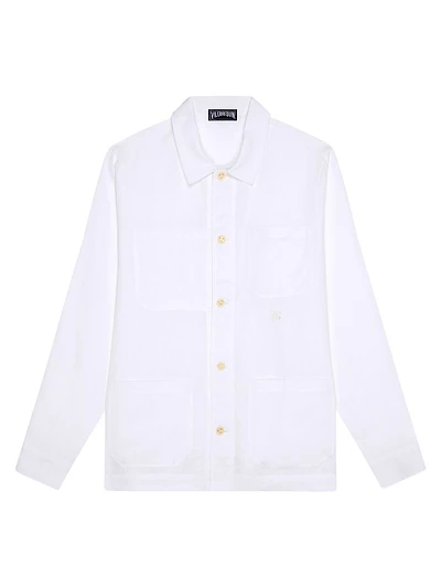 Linen Turtle Embroidery Shirt