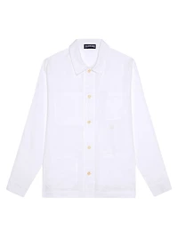 Linen Turtle Embroidery Shirt