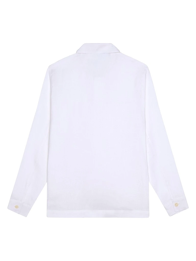 Linen Turtle Embroidery Shirt