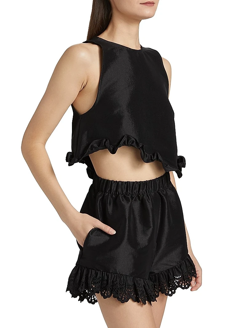 Li Taffeta Ruffle Top