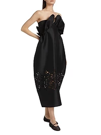 Raha Taffeta Flower Laser-Cut Dress