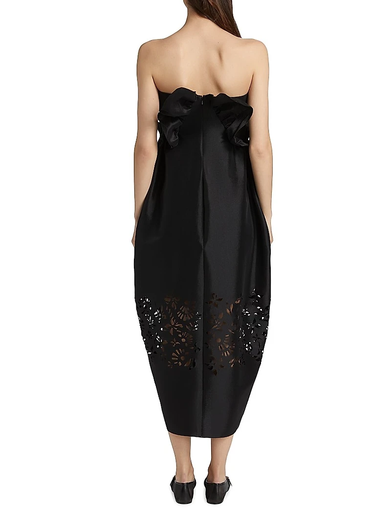 Raha Taffeta Flower Laser-Cut Dress