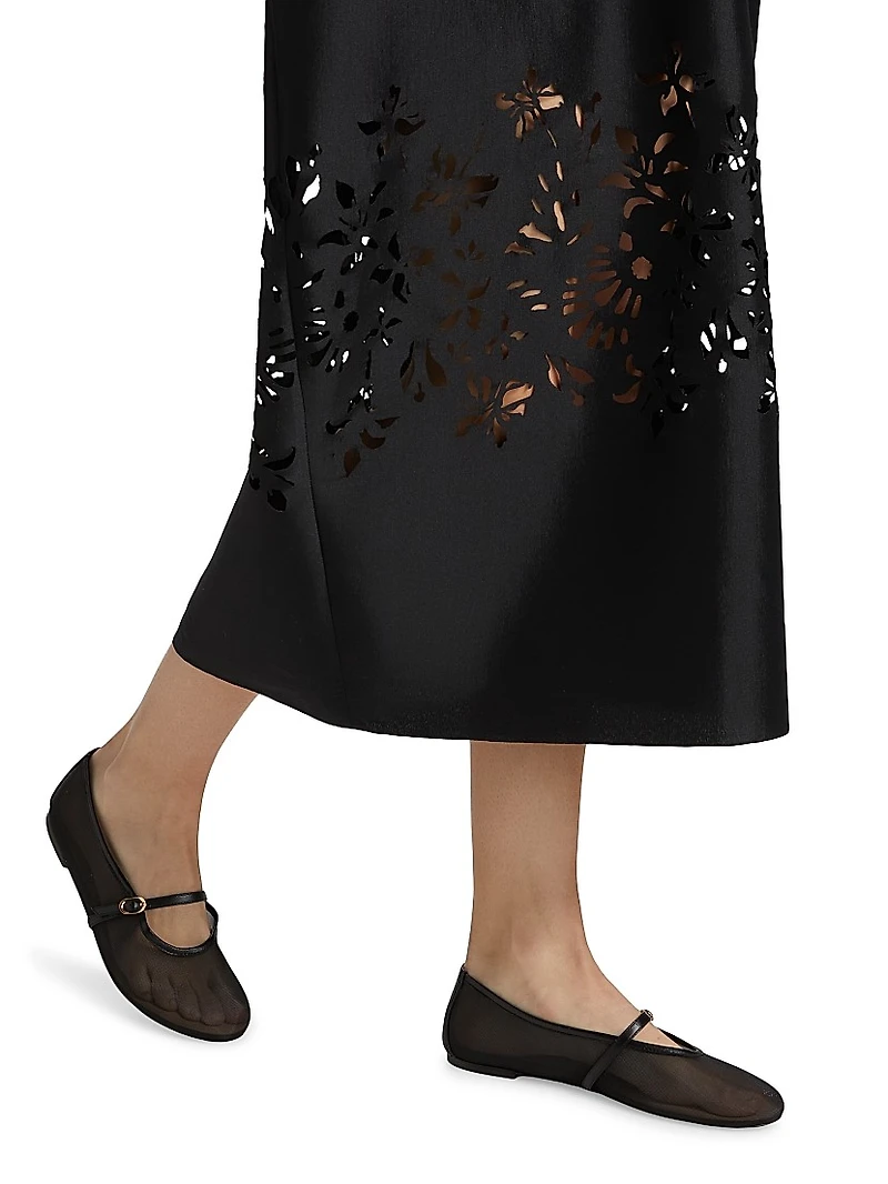Raha Taffeta Flower Laser-Cut Dress