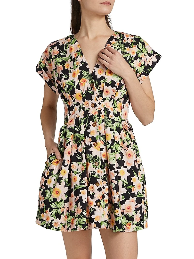 Billie Floral Stretch-Cotton Minidress