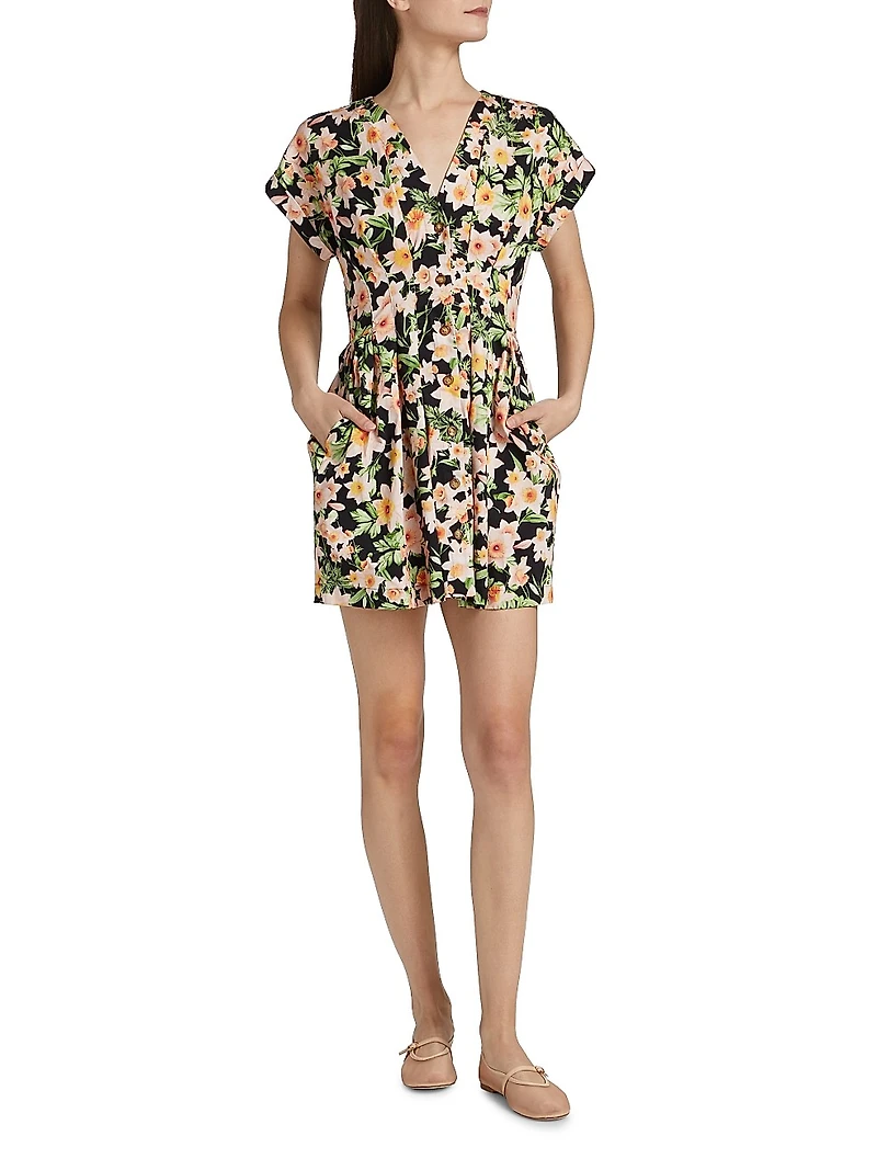 Billie Floral Stretch-Cotton Minidress